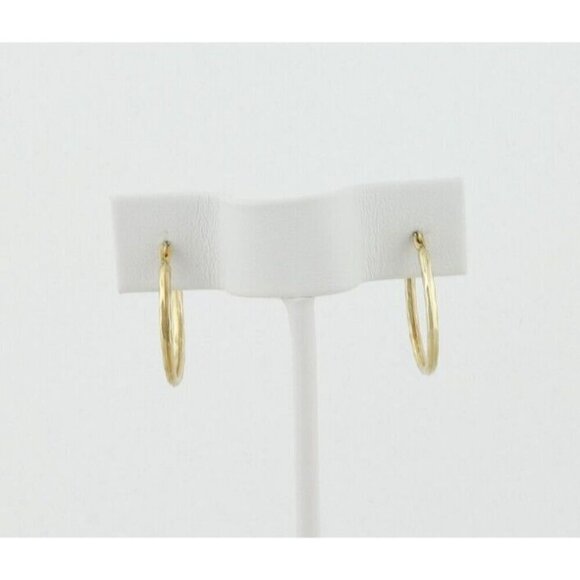 14k Yellow Gold Square Textured Hoop Earrings - Picture 5 of 6